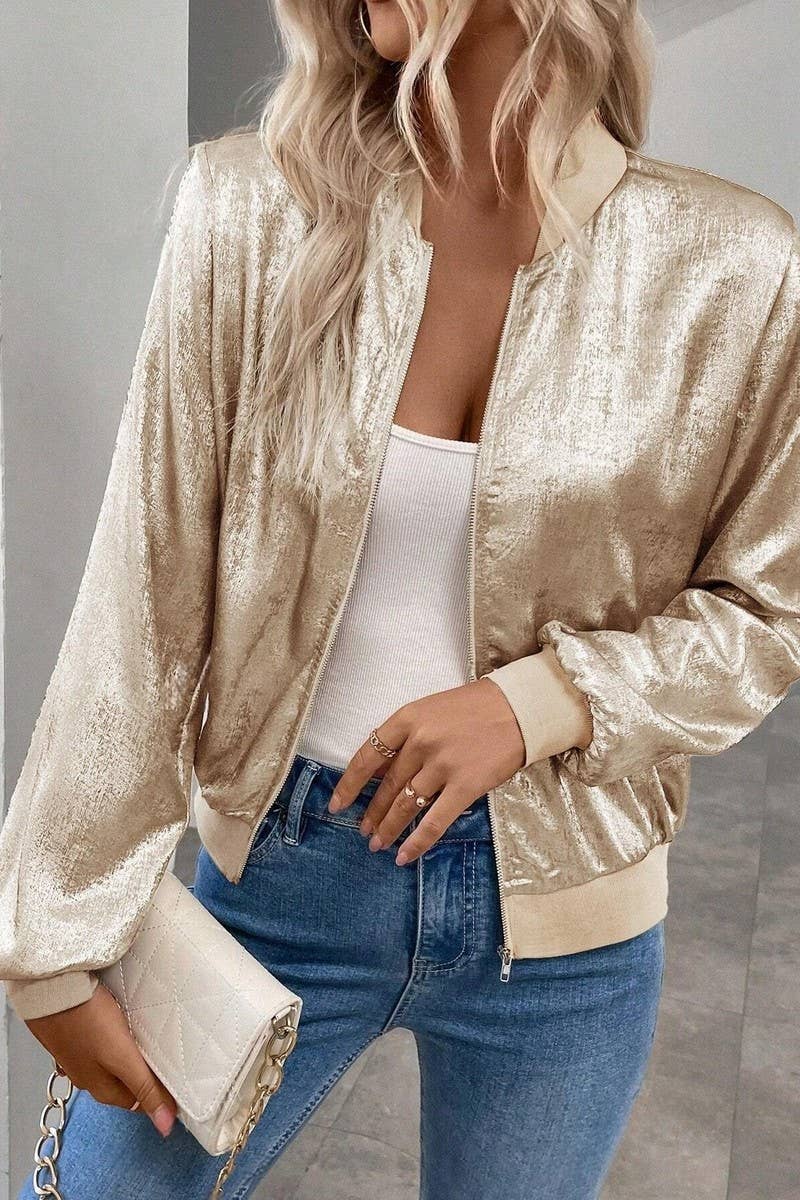 CWOCO1187_SOLID ZIP-UP SLIM FIT LIGHTWEIGHT CASUAL JACKET