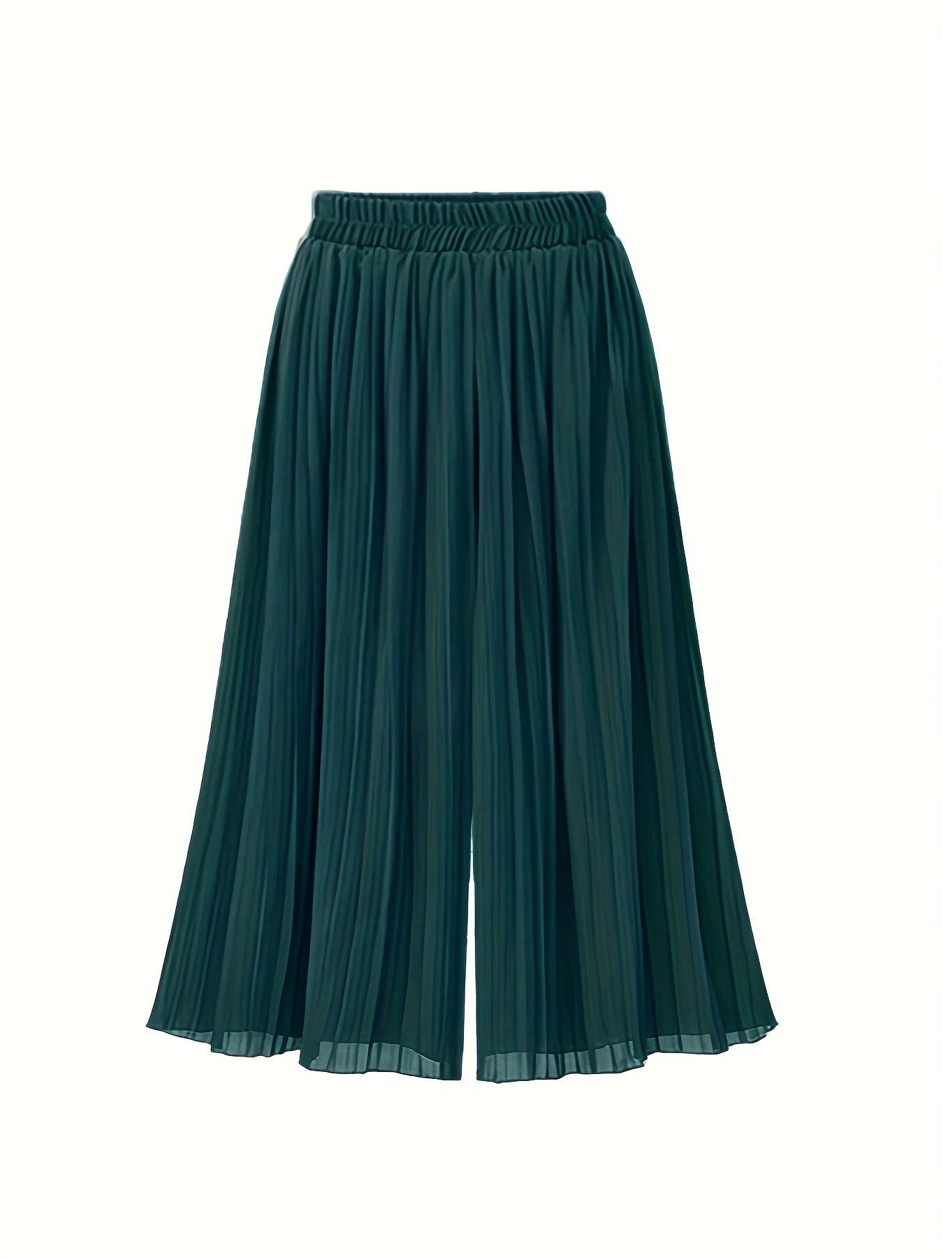 PLUS-SIZE PLEATED CHIFFON WIDE-LEG PANTS