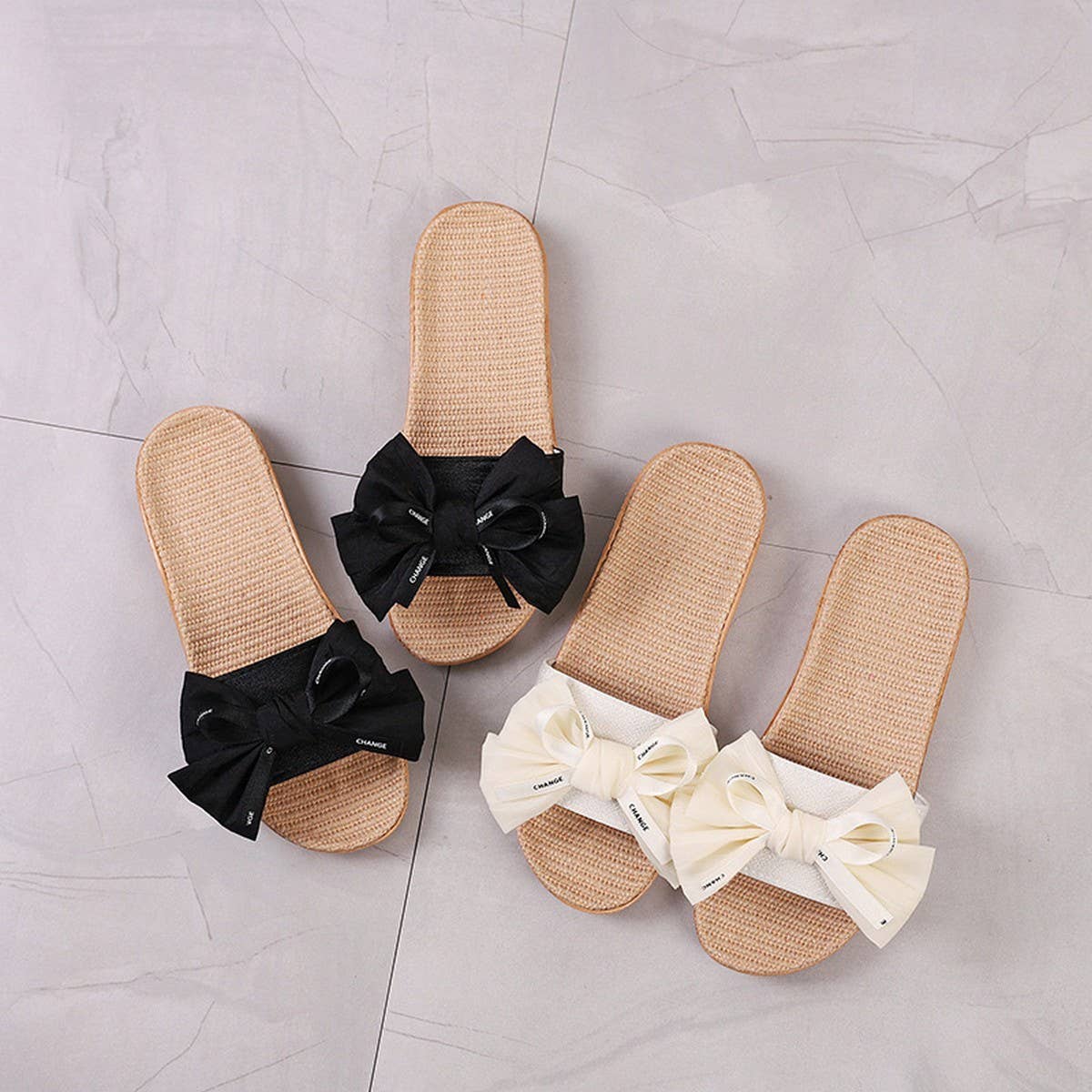 Cute Bow Linen Slippers for Home & Office