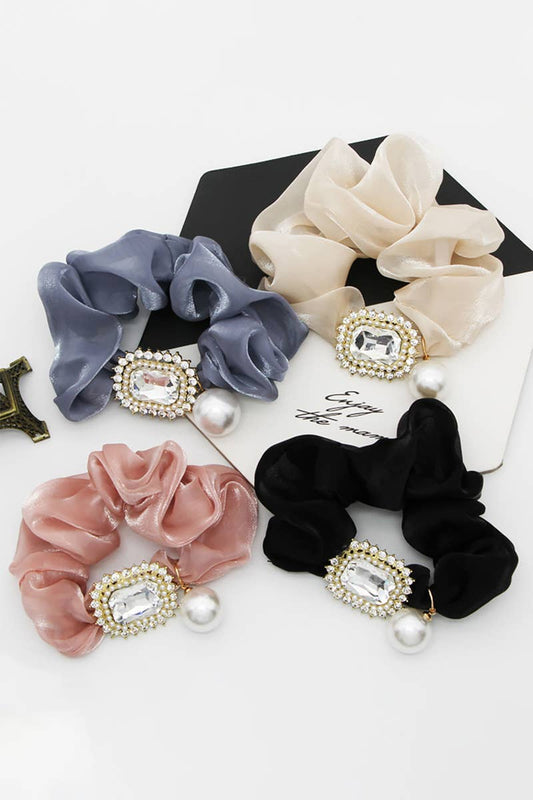 PEARL DECOR SOLID COLOR SCRUNCHIE_CWAHA0176