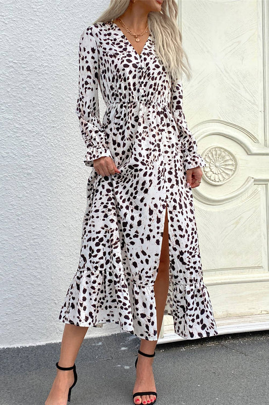 FASHION CLASSIC V-NECK SPLIT WAIST DRESS