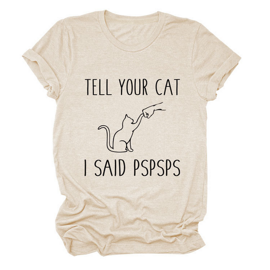 Casual Cat Print Tee ??Women??¢s Short Sleeve Top_CWTTS1519