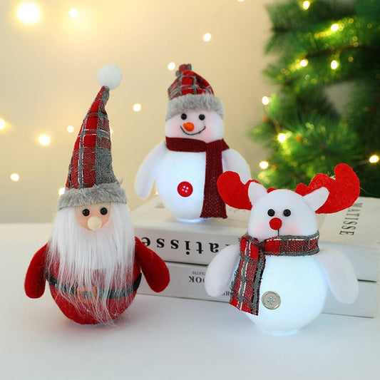 SANTA CLAUS DEER GLOWING DOLL DOLL ORNAMENT