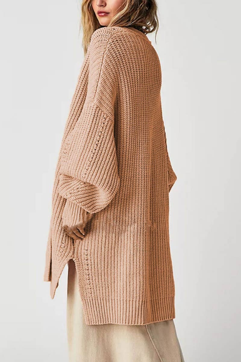 CWOCAL1829_HOLLOWED OUT LONG POCKET CARDIGAN LONG STYLE