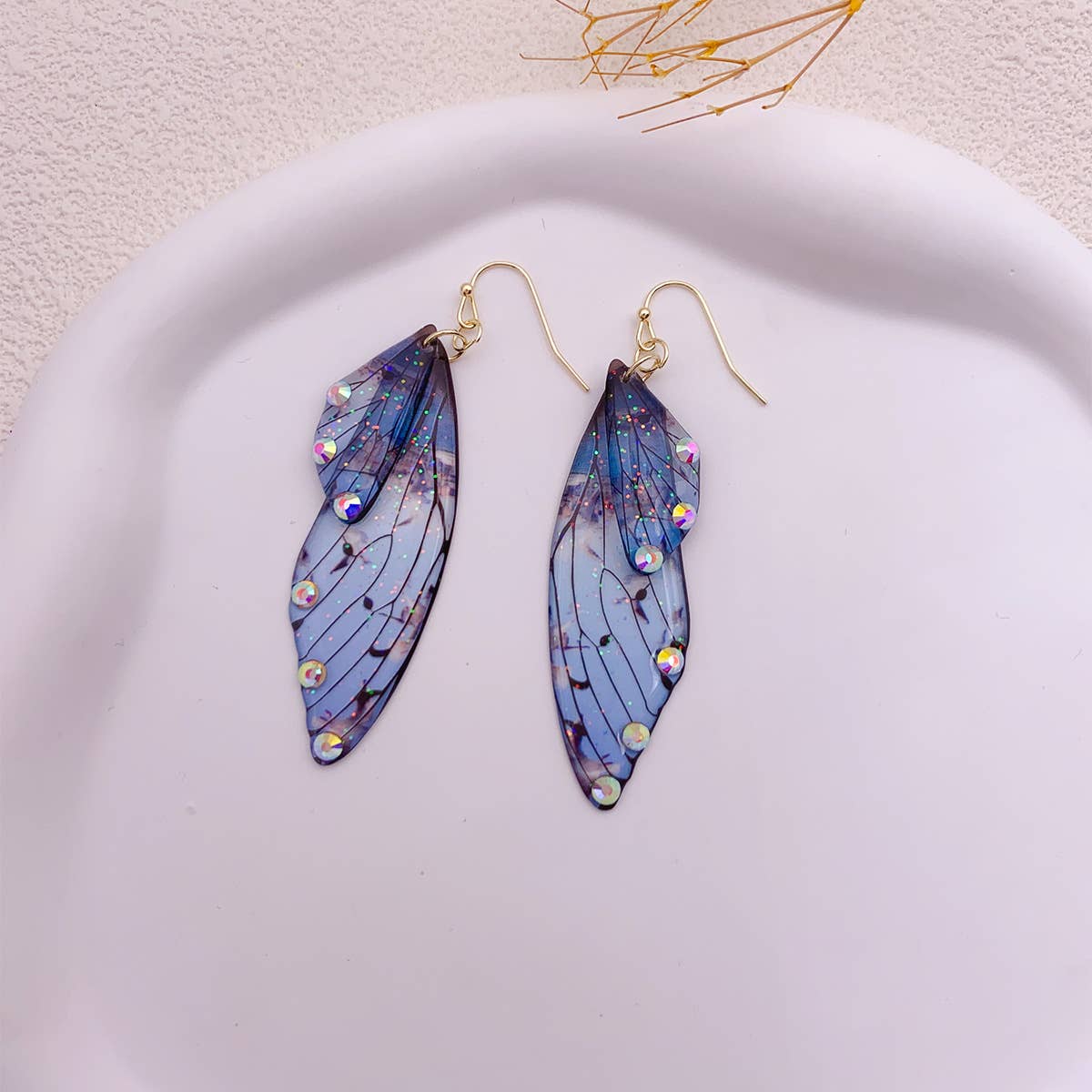 S925 Silver Cicada Wing Wing Butterfly Earrings