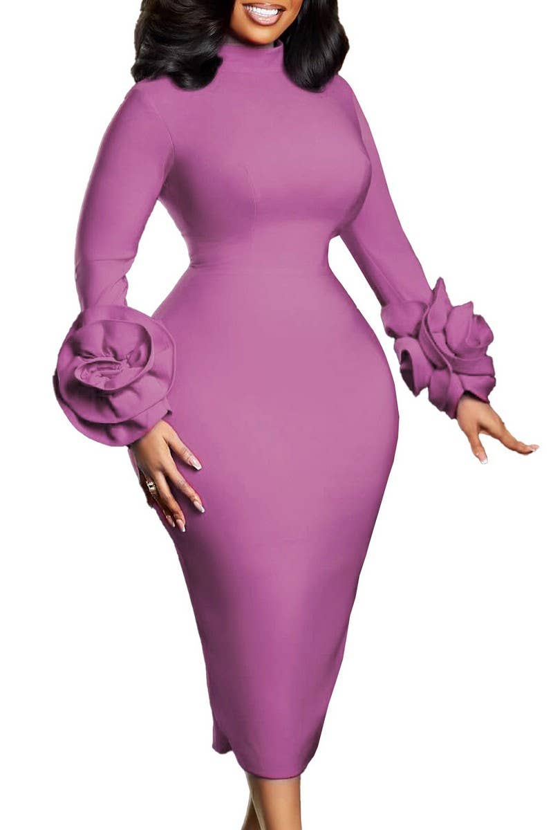 CWDMD01271_2025 ELEGANT FLORAL  HIGH NECK DRESS