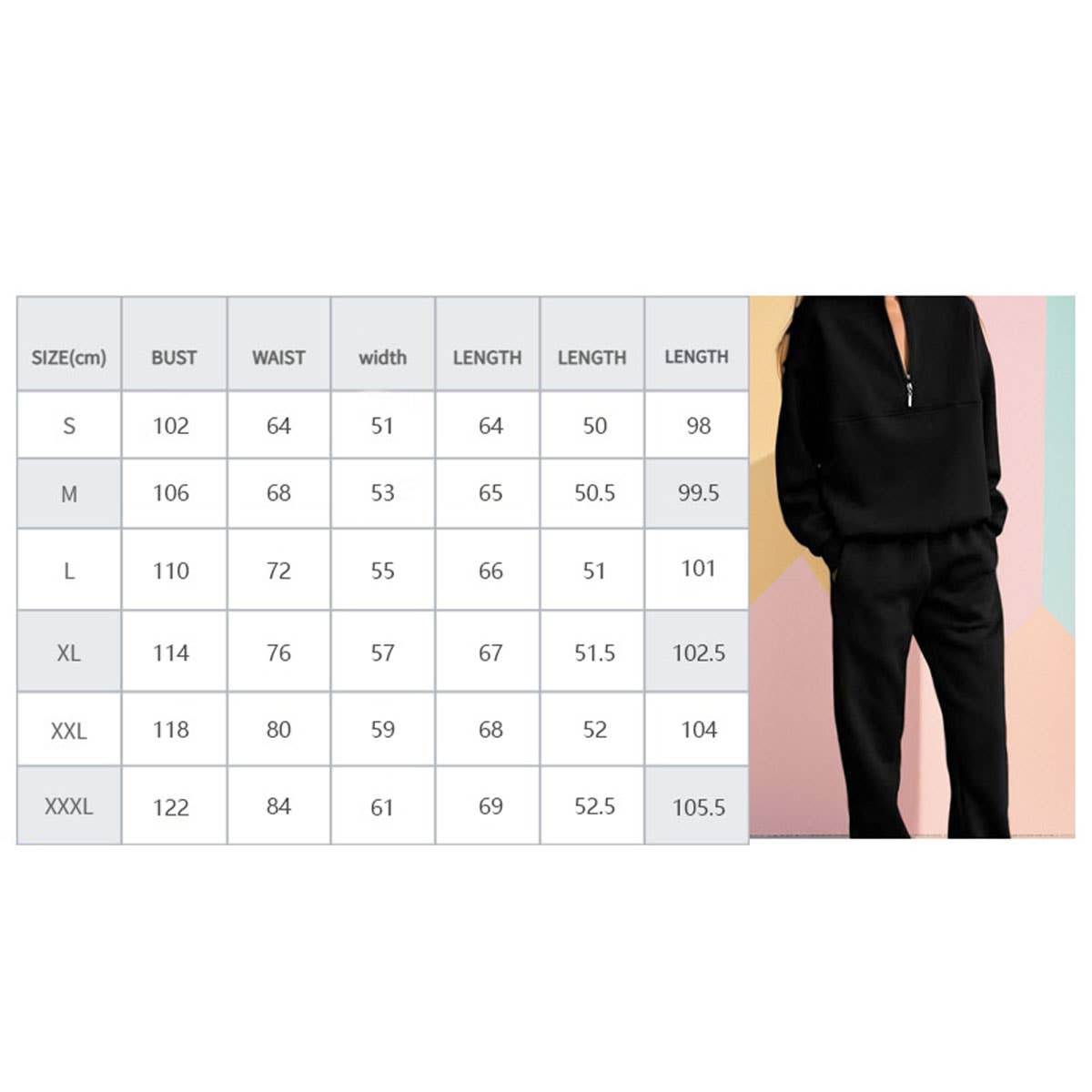 Two-piece zipper long-sleeved hoodie and trousers