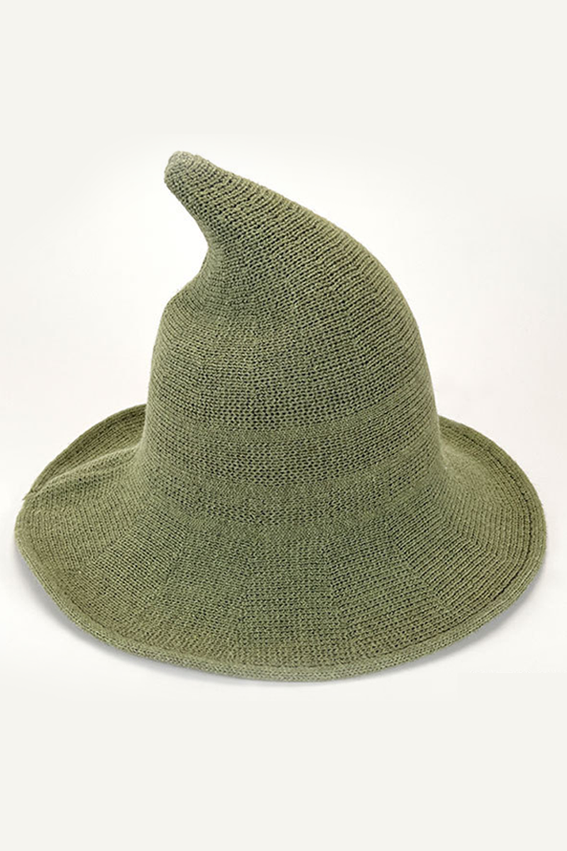 Halloween Knit Witch Hat, Wide Brim Pointed Top_CWAH0616