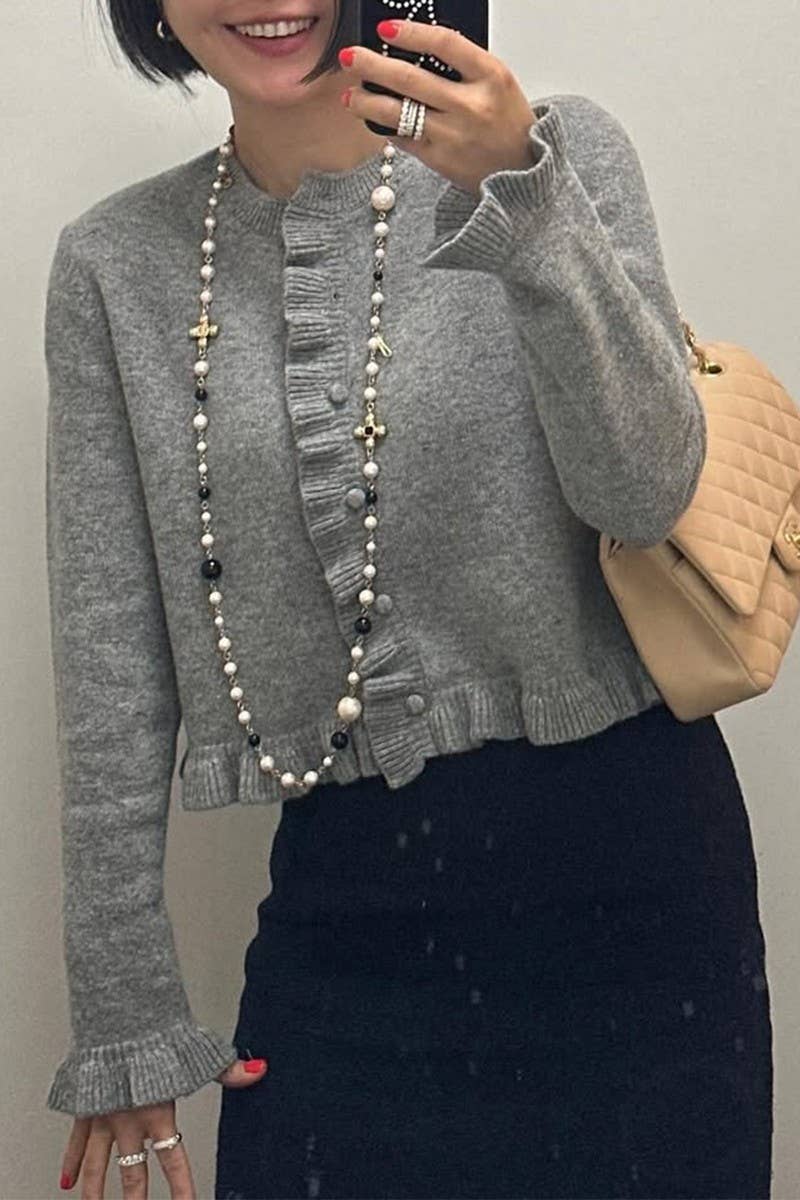 CWOCAL00776_SOLID COLOR RUFFLED KNITTED BUTTON TOP