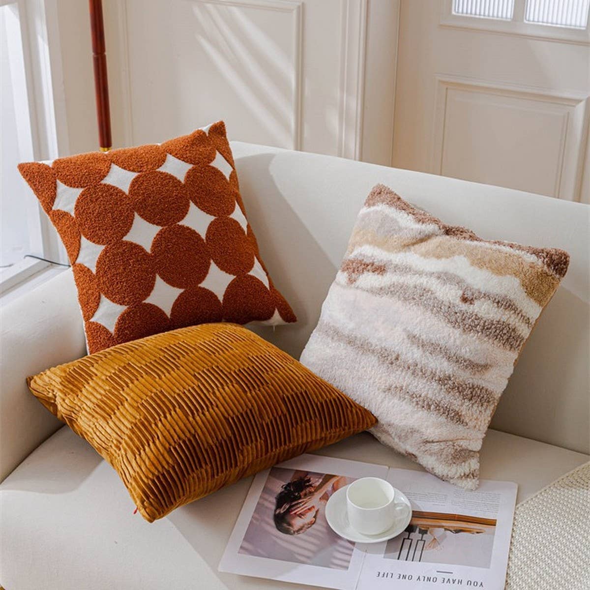 Cream Vintage Sofa Pillow Cover Waist Cushion