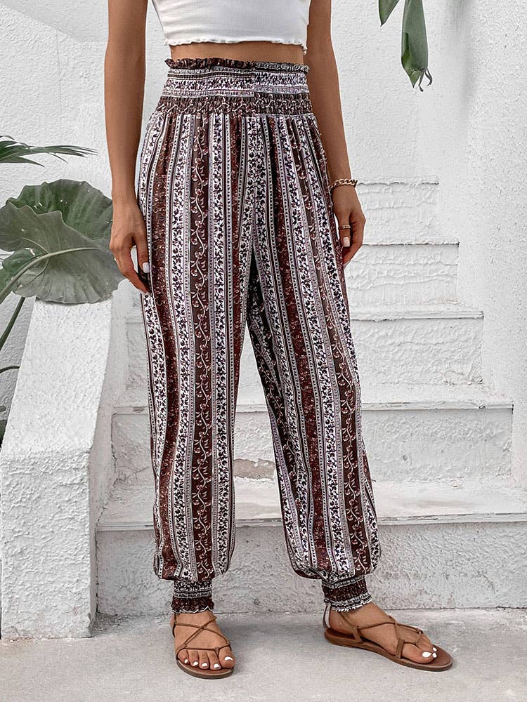 Ethnic style printed pants