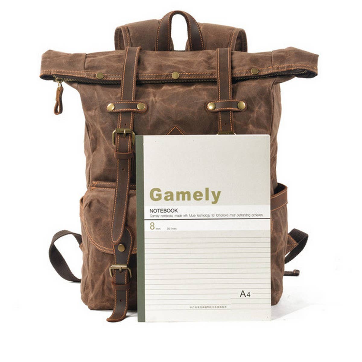 Waterproof Waxed Canvas Colorblock Backpack_CWAB5534