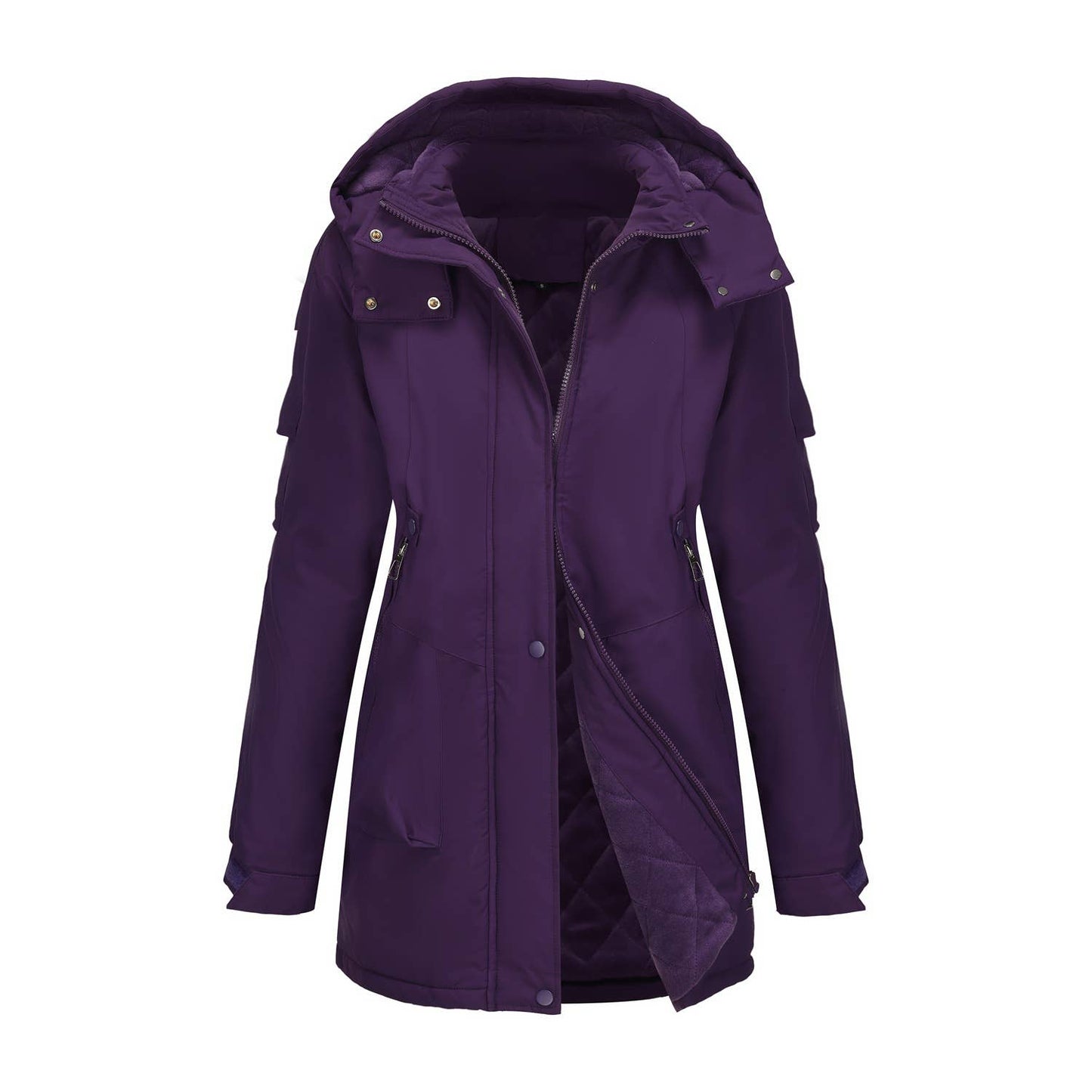 Windproof and warm long hiking jacket