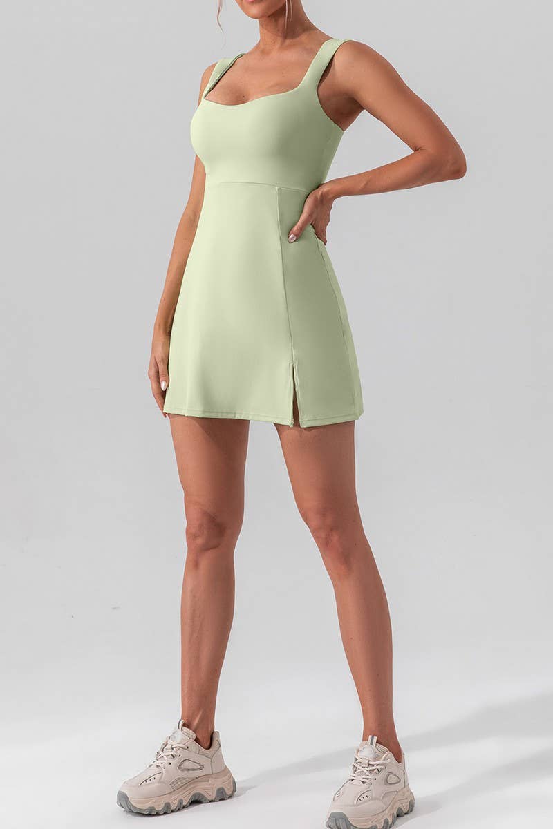 CWDSD3584_SOLID COLOR SEXY STRAP YOGA TENNIS ACTIVE DRESS