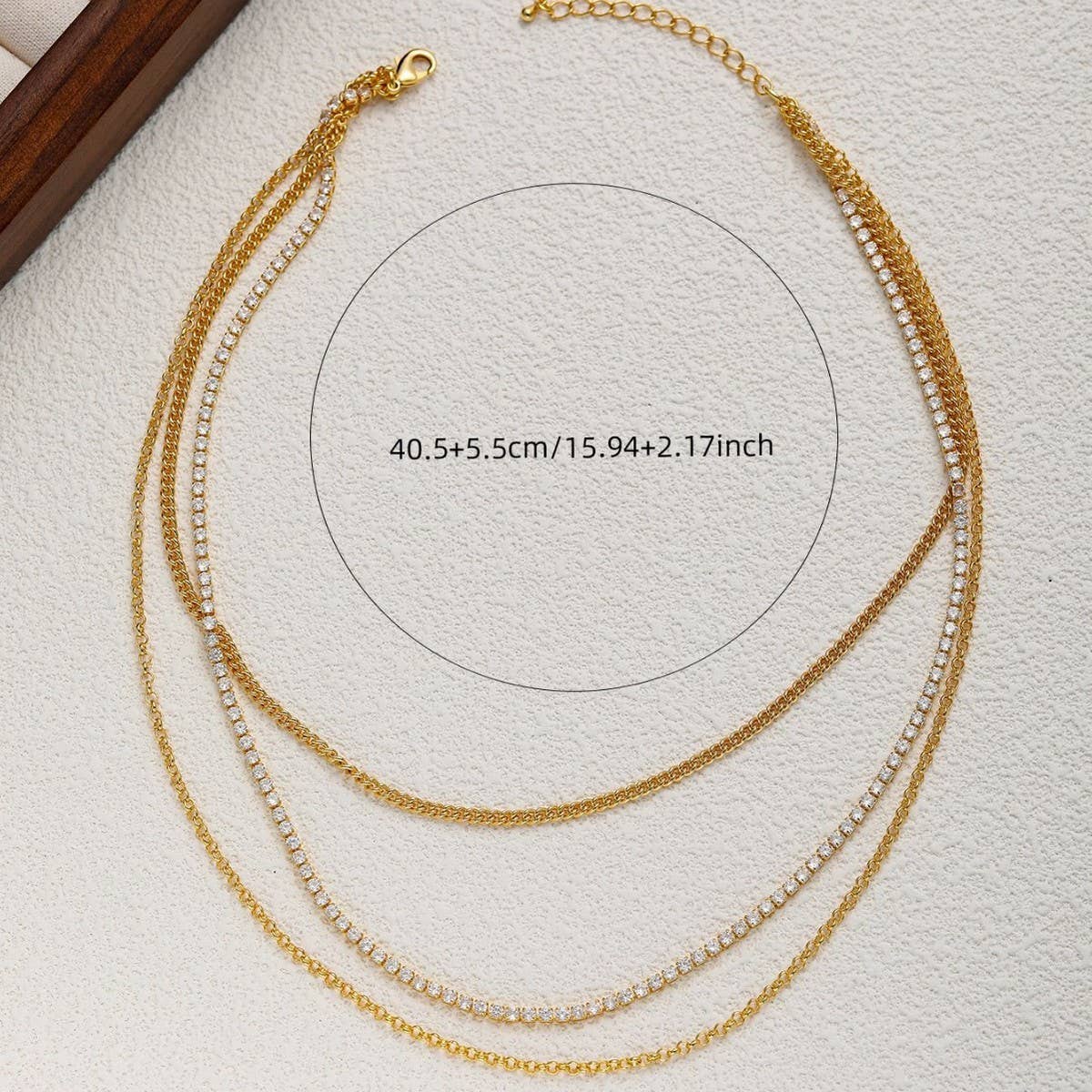 STACKED THREE-LAYER DIAMOND CHAIN NECKLACE_CWMM3644