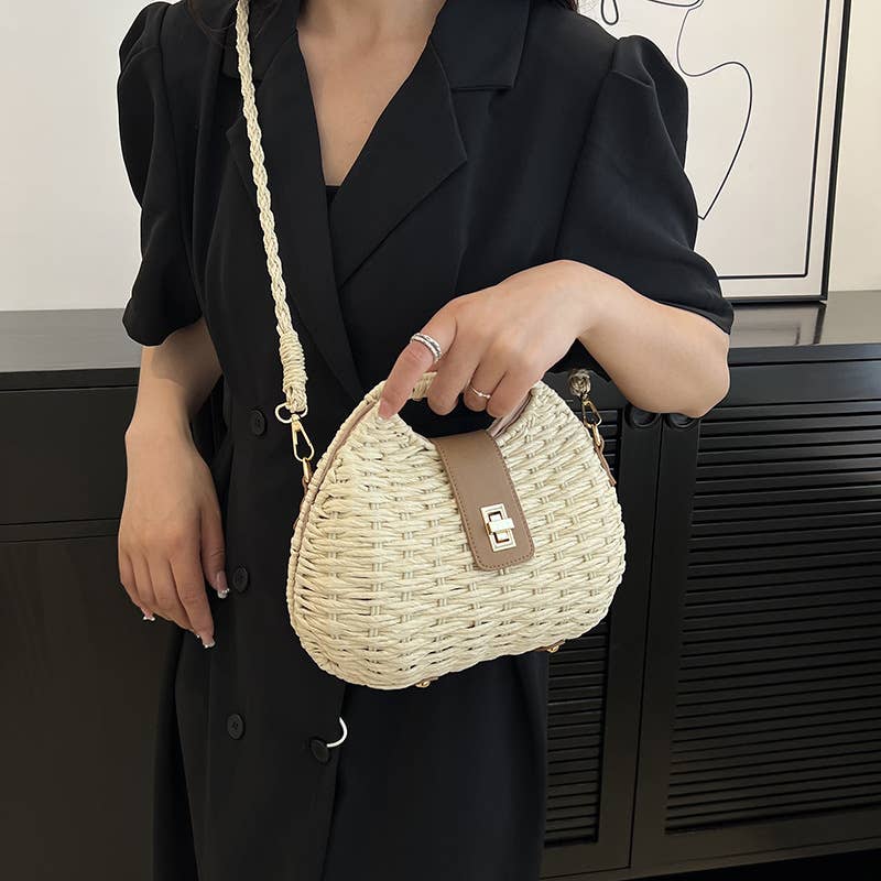 Straw woven fashionable crossbody handbag