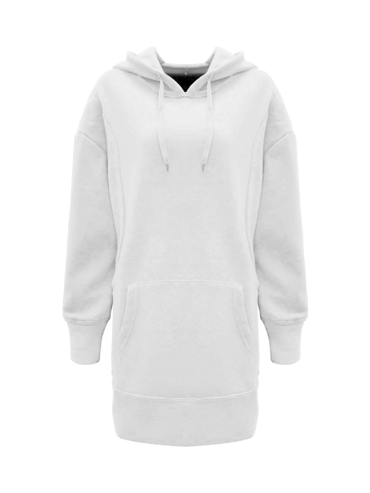 Long hoodie with loose fleece pullover