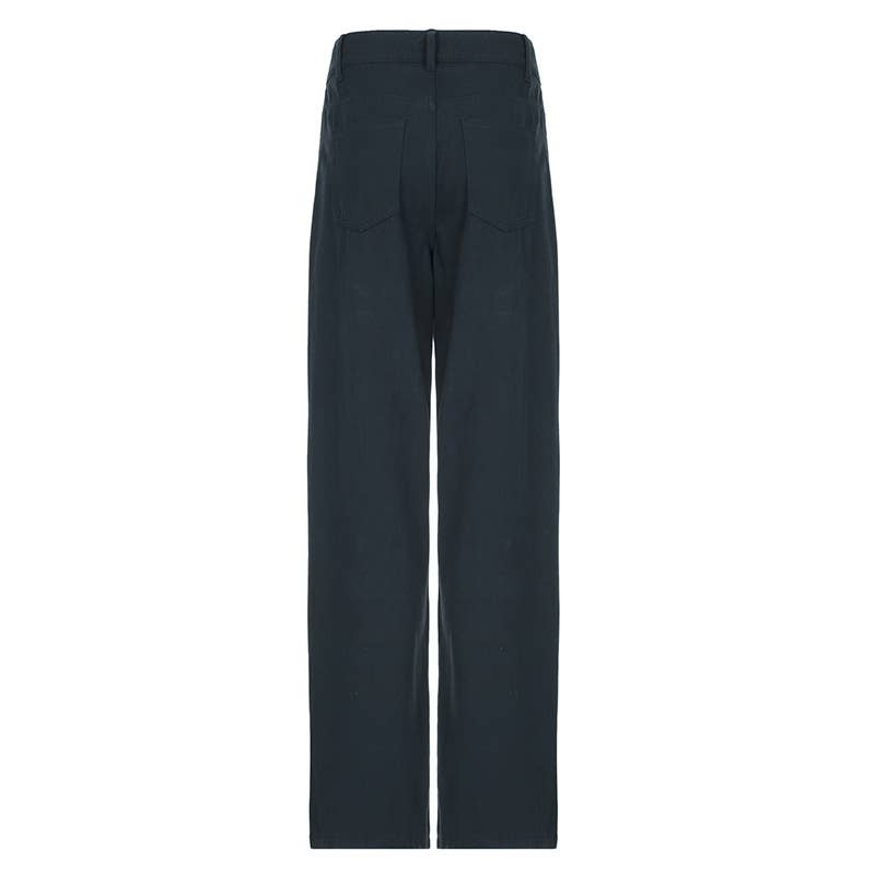 RIVET SPLIT LOW-RISE BAGGY DROP WIDE-LEG JEANS