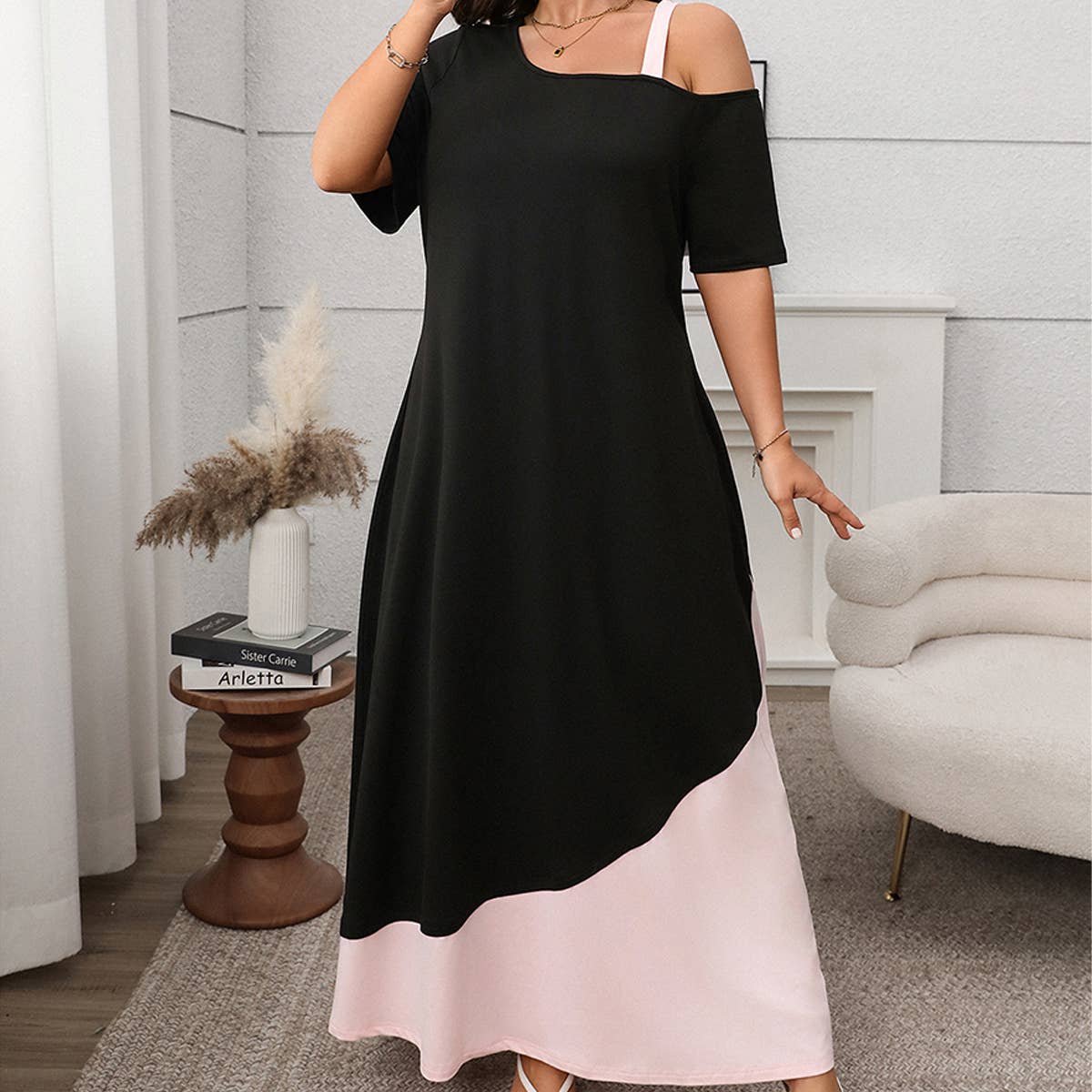 Elegant Colorblock Spaghetti Strap Dress