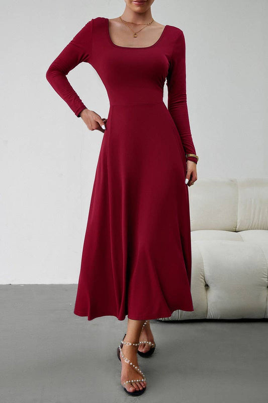 CWDMD1104_Sweetheart Neck Long Sleeve Maxi Evening Dress