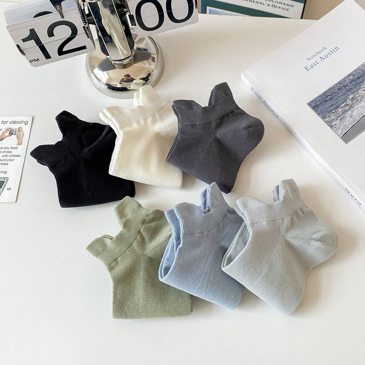 CWMS2460_SUMMER BREATHABLE SIMPLE SOLID COLOR BOAT SOCKS