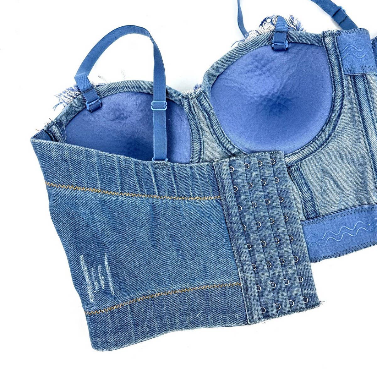 BUTTERFLY PANEL DENIM HERRINGBONE CORSET_CWMM4159