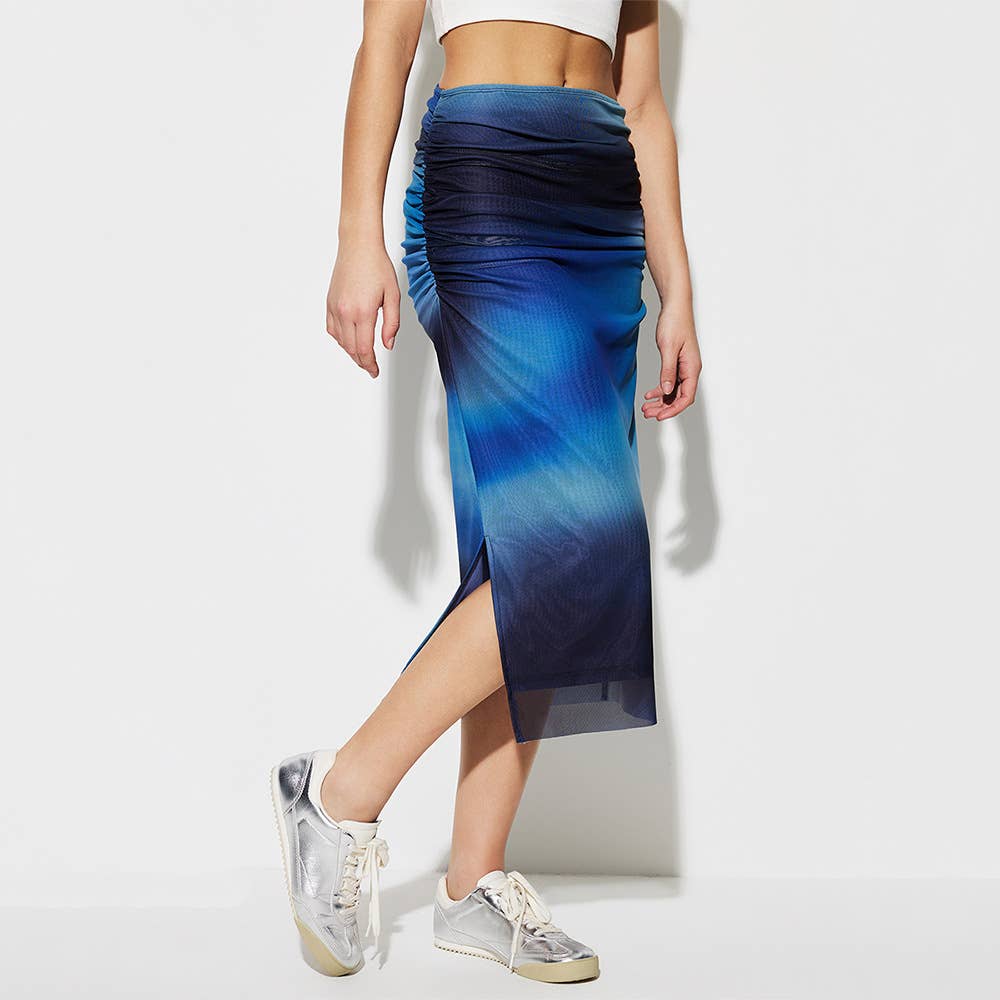 HIGH-WAISTED TIE-DYE PRINTED MESH SEXY SKIRT