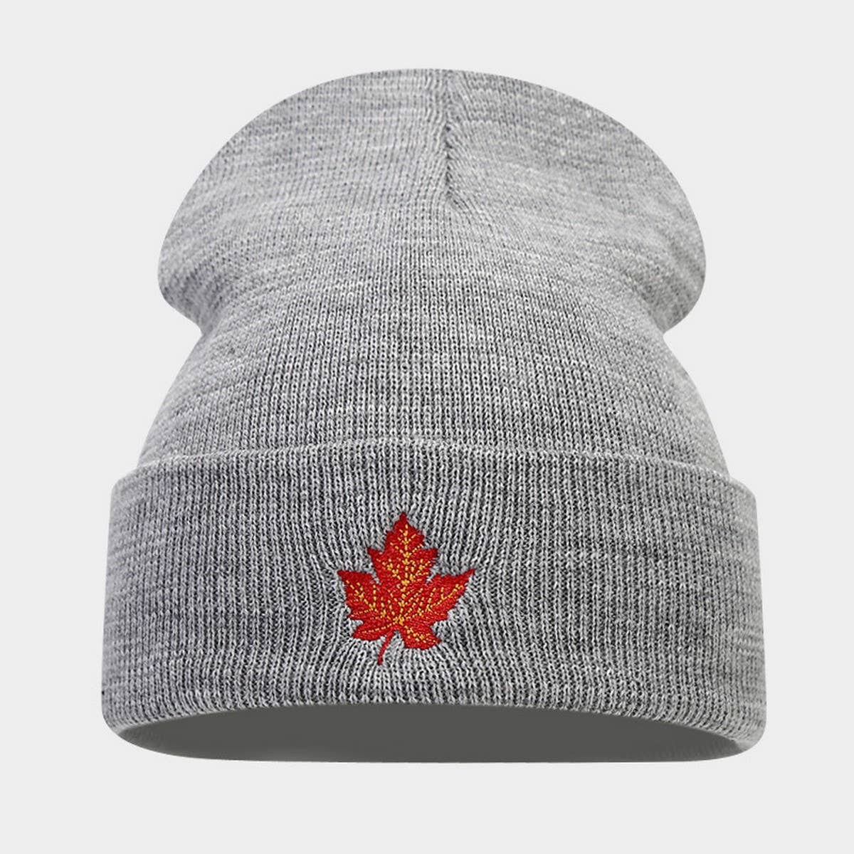 RED MAPLE LEAF EMBROIDERY KNITTED HAT HIP-HOP HAT_CWAH2083