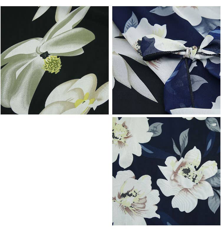 Floral large swing A-line chiffon long skirt