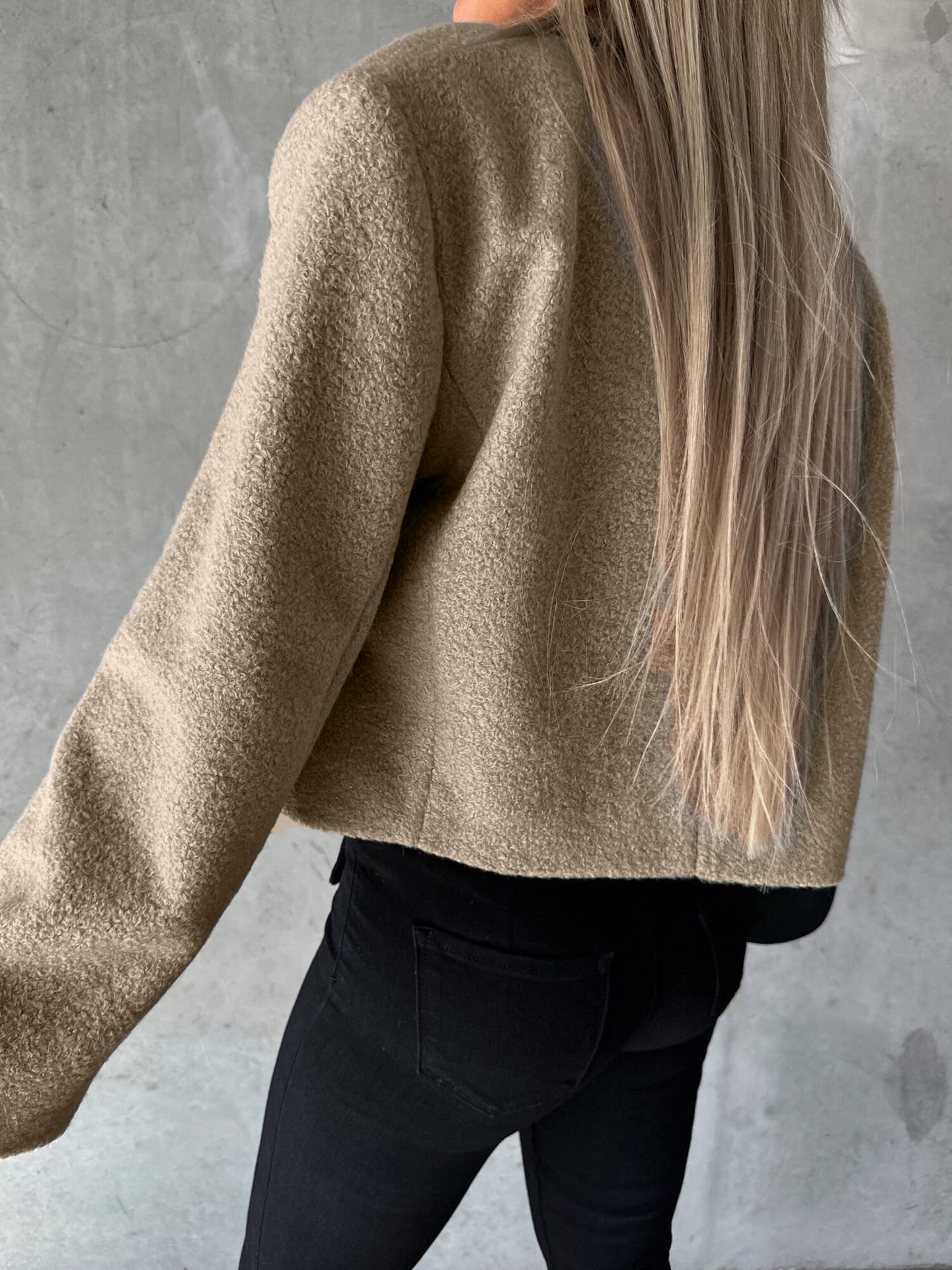 Wool oversized collar solid color coat