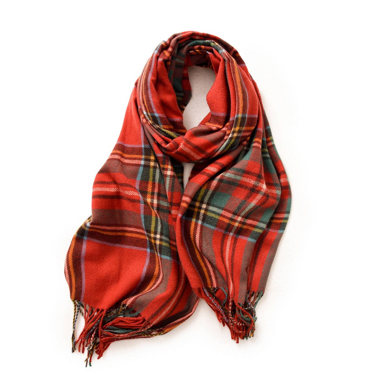 Plaid Winter Scarf for Women with Tassels, Warm_CWASC0186