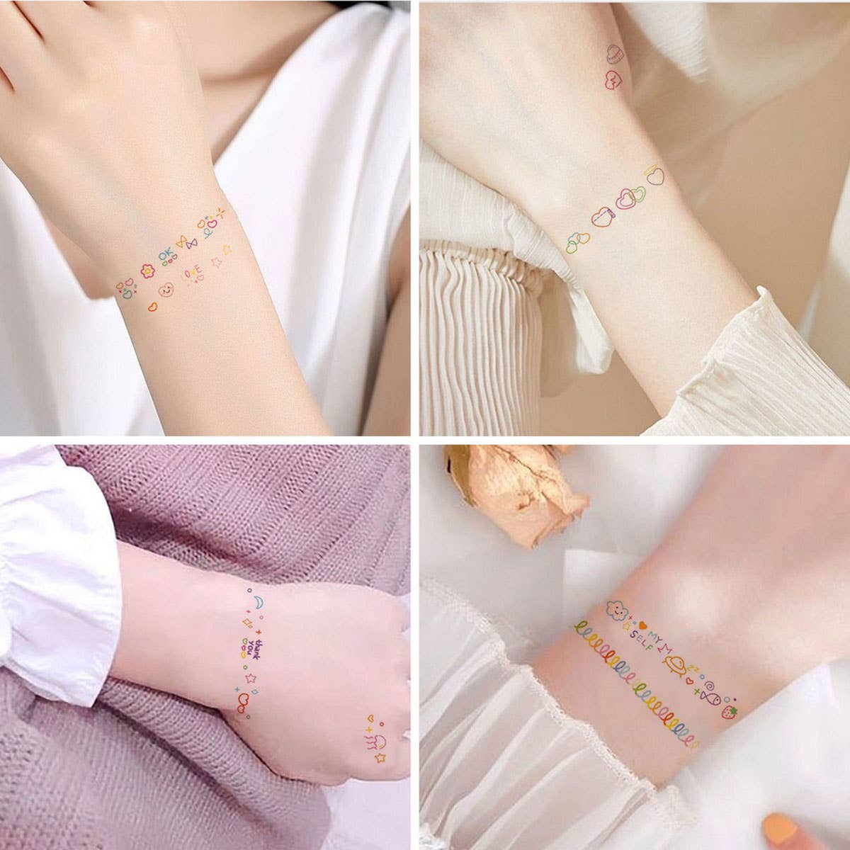 Summer Flower & Heart Tattoos ??Finger Stickers_CWMM8227