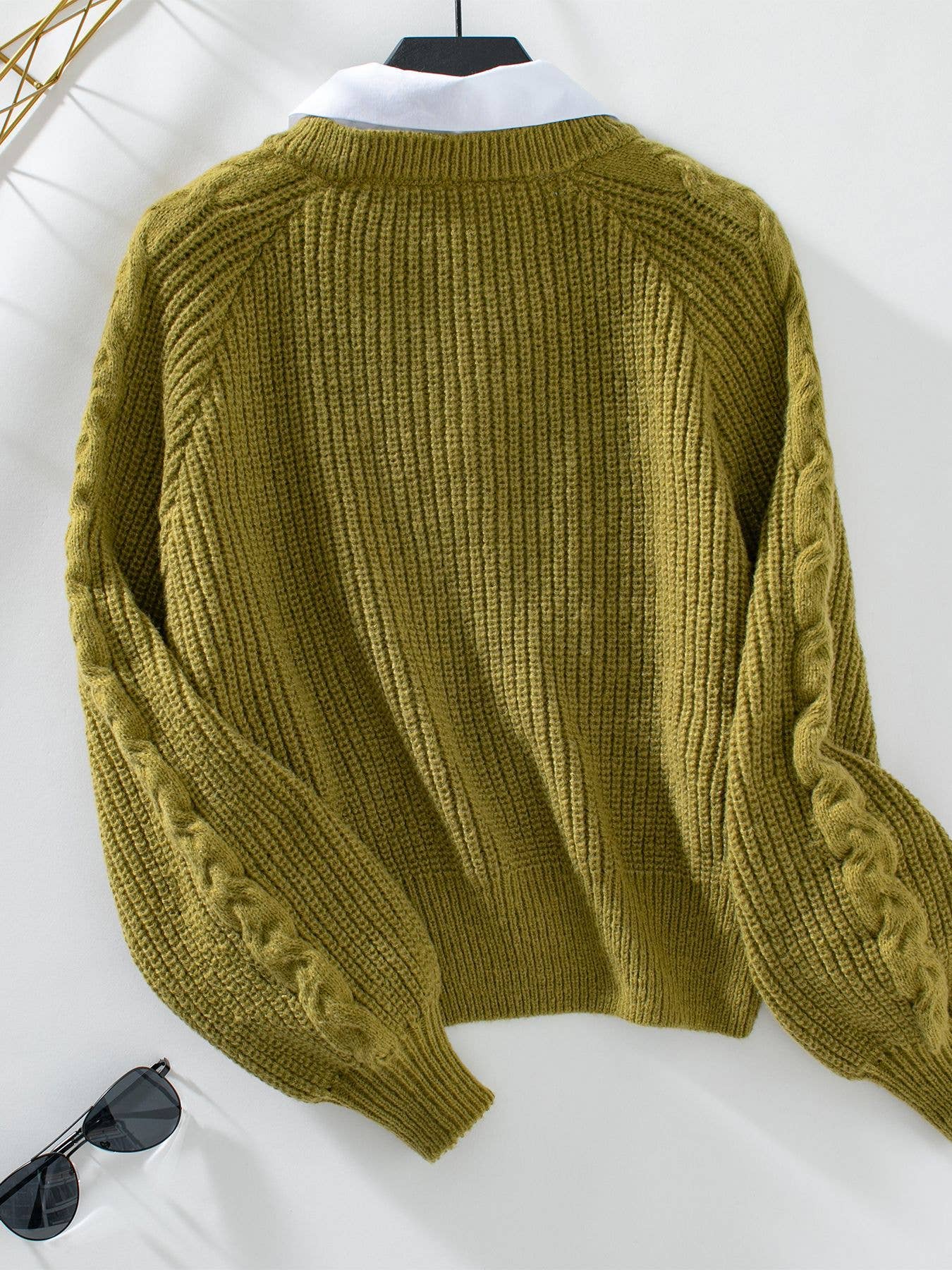 SHIRT COLLAR PATCHWORK FAKE TWO-PIECE SWEATER