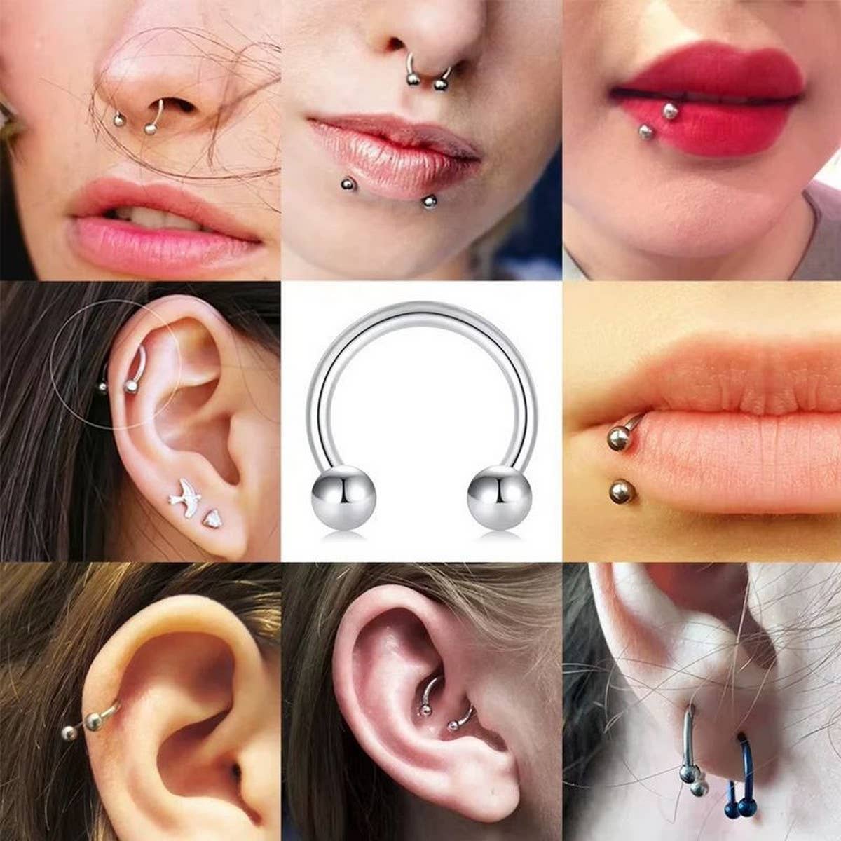 C-Shaped Ball Lip Ring Stainless Steel Piercing_CWMM9586