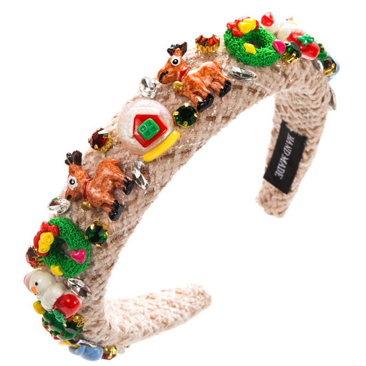 CHRISTMAS DAY HEADBAND ELK SNOWMAN SNOWFLAKE