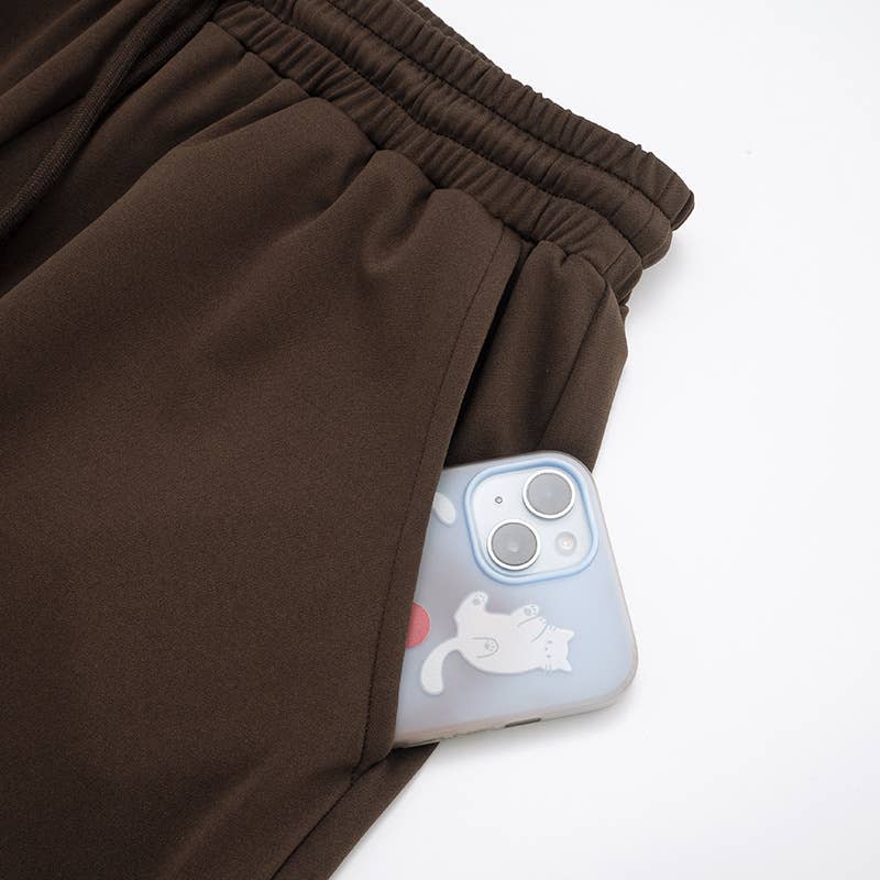 Round-neck straight-leg tie long pants set