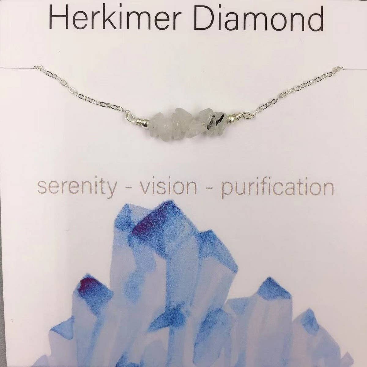 SILVER CHAIN NATURAL STONE NECKLACE WITH CARD