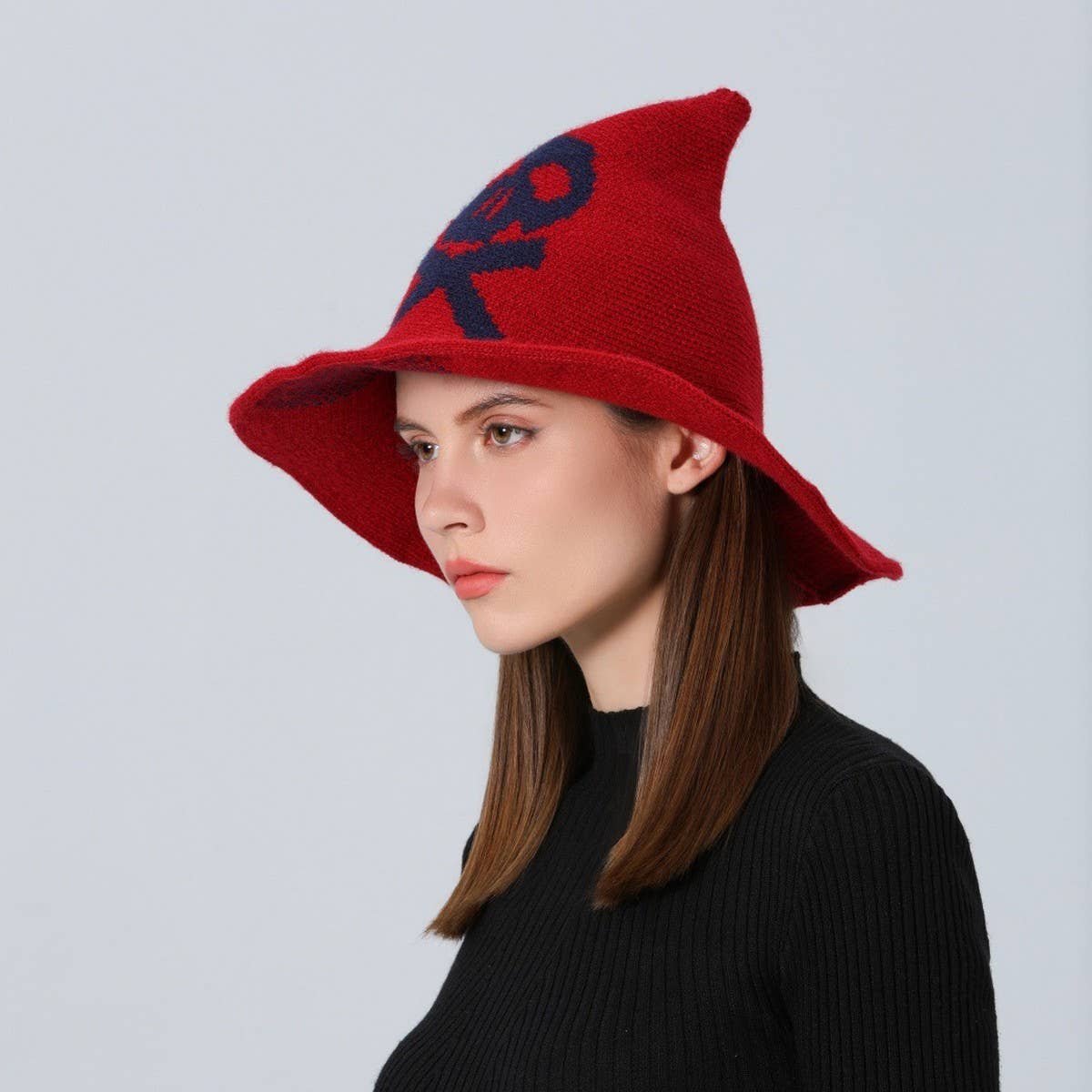 CWAH1681_Halloween Skull Knitted Wizard Hat