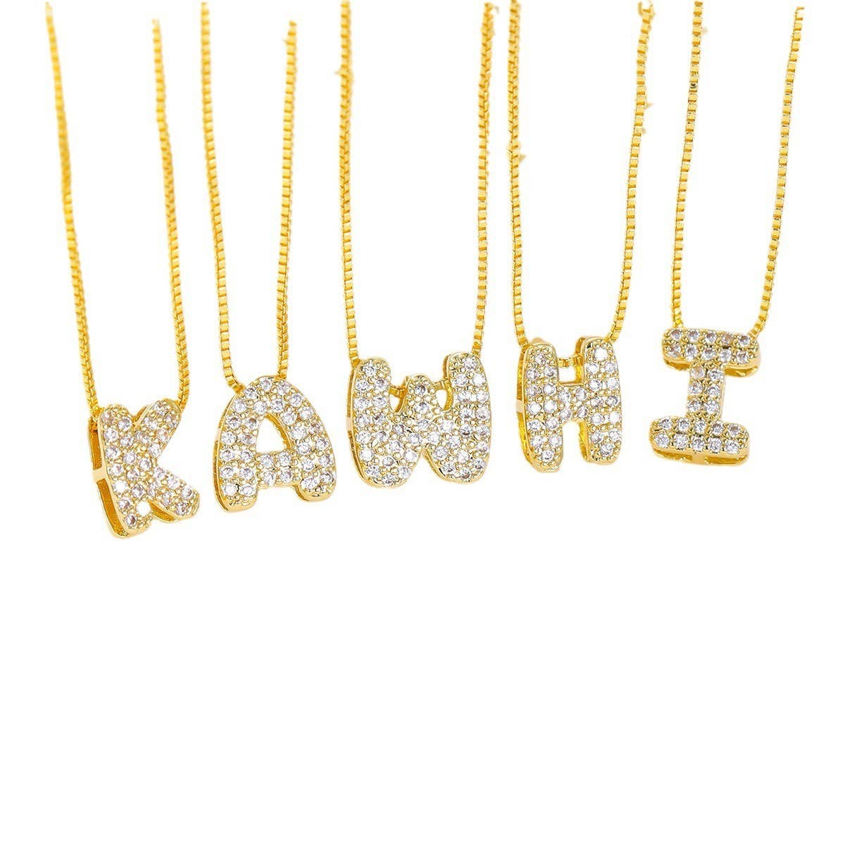 Tiny Zirconia Pendant 26 Letters Necklace