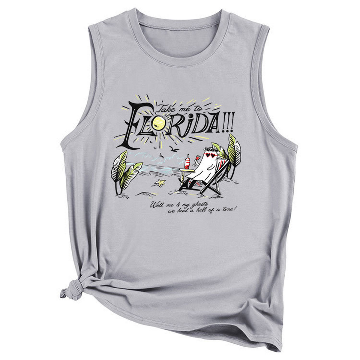 Trendy Loose Fit Tank, Funny Print for Women