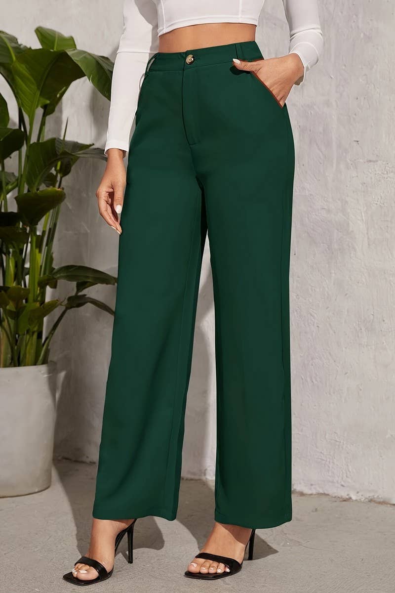 CWBLP2079_SOLID HIGH WAIST SLIM COMFORT DRESS PANTS