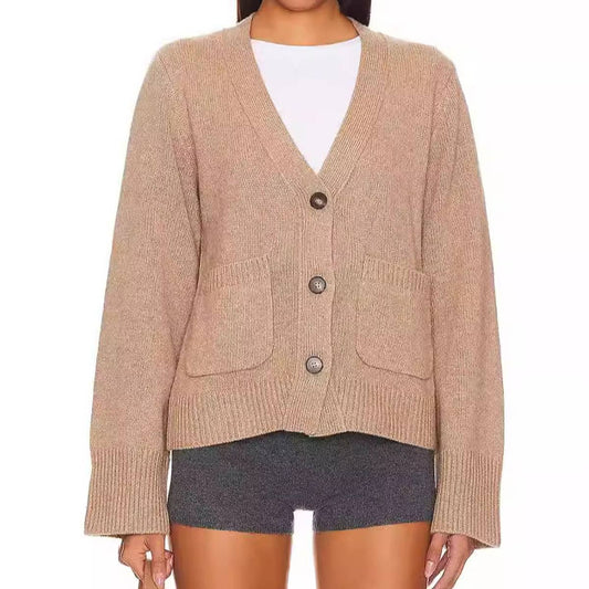 SOLID COLOR LONG-SLEEVED CASUAL CARDIGAN SWEATER