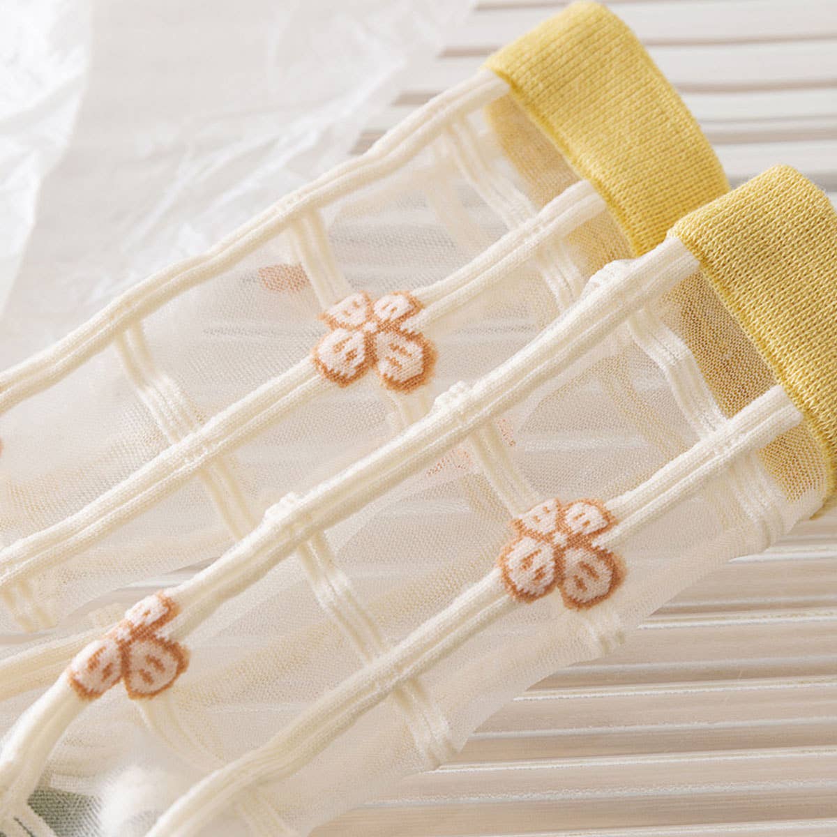 FLORAL SUMMER SHEER MESH SOCKS FOR WOMENS
