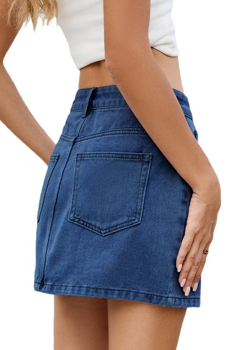 CWJSK00231_SOLID COLOR WASHED DENIM SKIRT