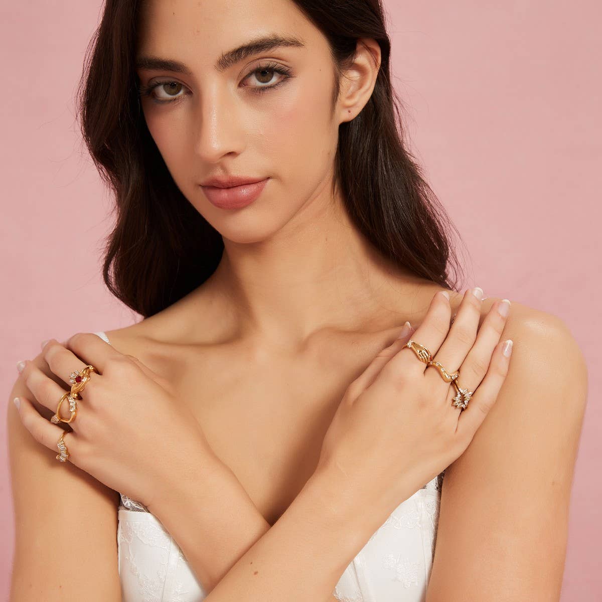 Geometric CZ Steel Ring with Luxe Gloss Finish