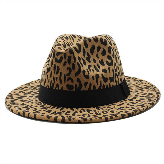 FASHIONABLE LEOPARD WOOL JAZZ HAT WITH WIDE BRIM_CWAH2564