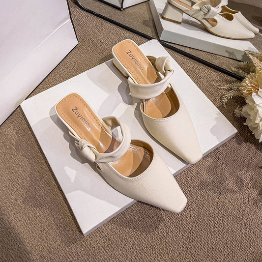 SIMPLE SQUARE TOE SQUARE TOE MULES WITH THICK HEEL_CWSHS0711