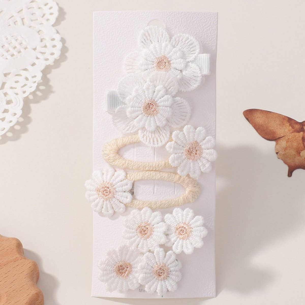 Fresh Daisy Hair Clip Set ? Handmade Fabric Clips