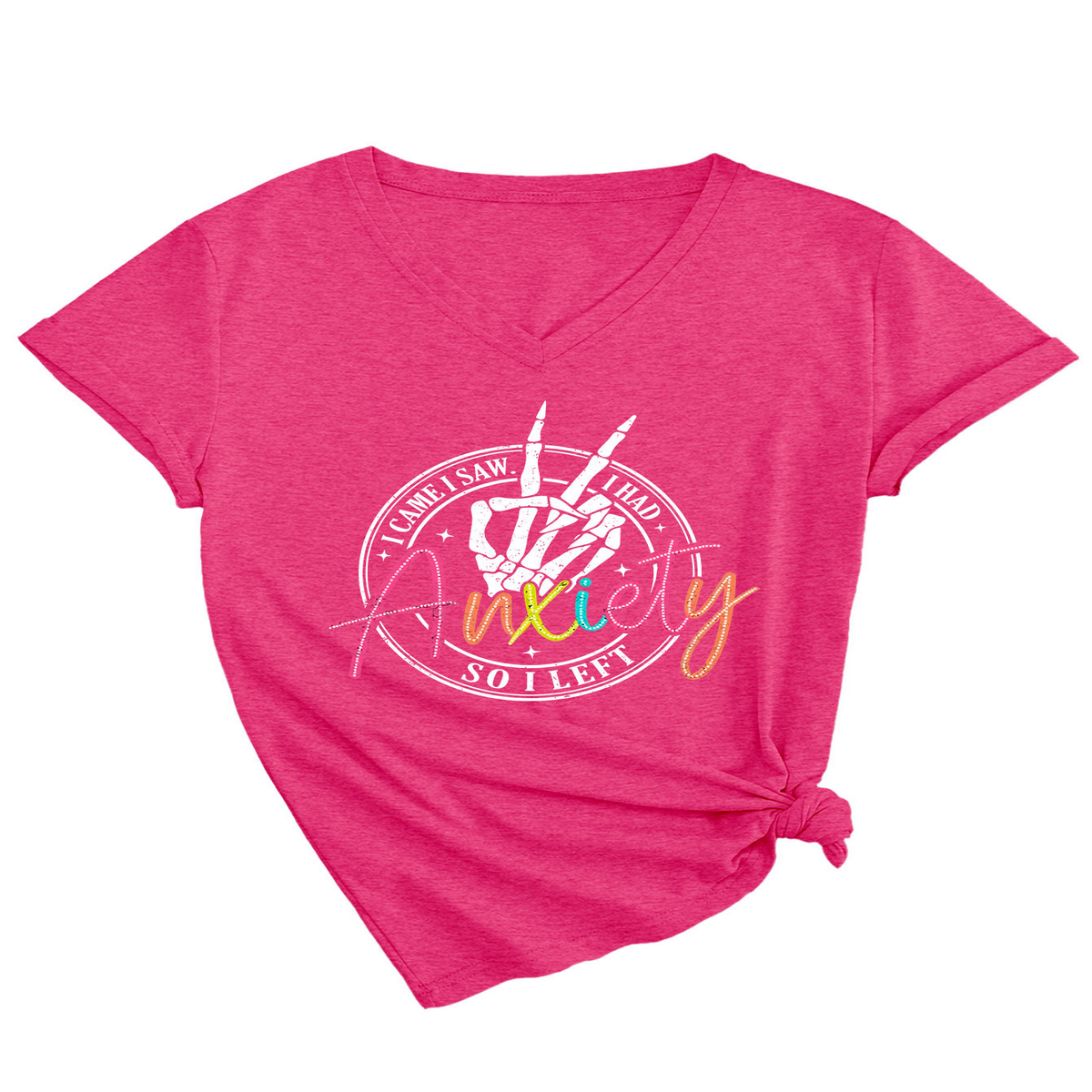 Trendy V-Neck Tee ? I Came I Saw Print