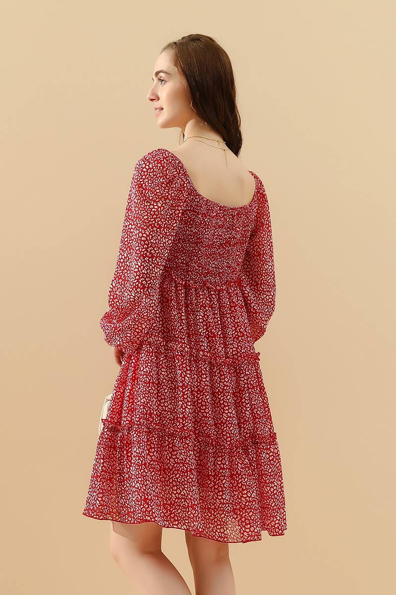 CWDSD1399-B_LONGSLEEVE SQUERE NECK SHORT MINI DRESS